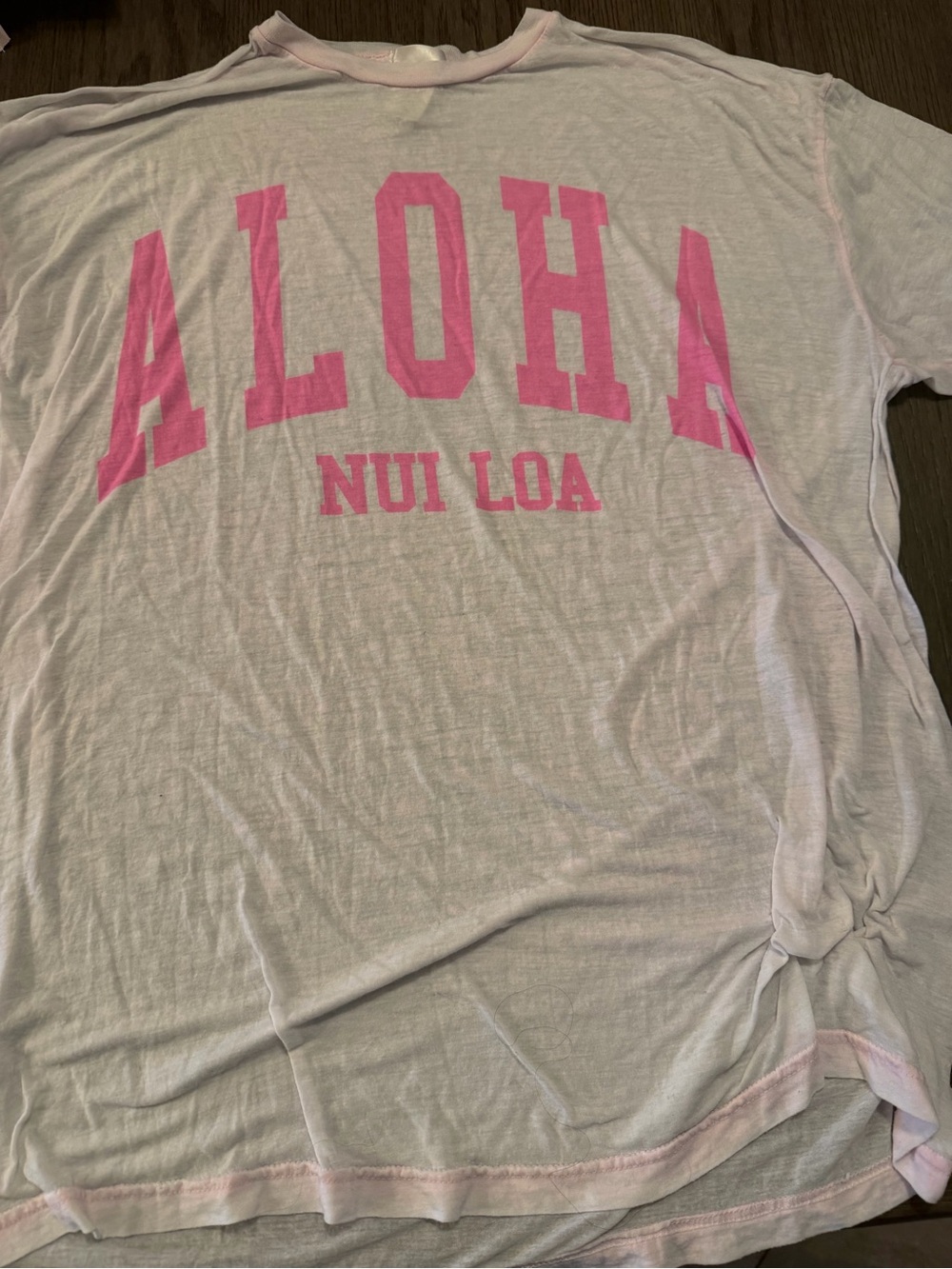 Altar'd State Pink Aloha Graphic Sleep Tee see through